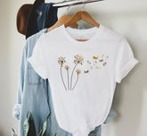 Cute Cat Flower Dandelion Shirt, Cat Lover T-Shirt, Funny Cat Graphic Tee, Cat Lover Gift, Casual Summer Cat Print Shirt