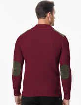 Mens Quarter Zip Cable Knit Pullover Sweater Casual Long Sleeve Stand Collar Sweaters