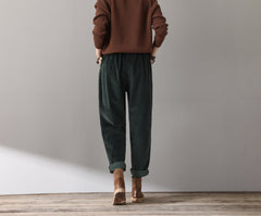 Casual Corduroy Harem Pants, Women's Tapered Pants, Elastic Waist Corduroy Pants, Womens oversized trousers, women's baggy pants C1814