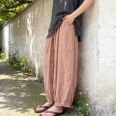 Harem Pants Women, Cotton Wide Leg Boho Trousers, Elastic Waist Lantern Pants