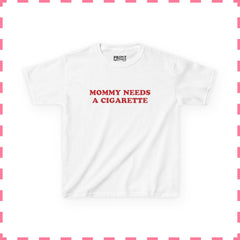 Mommy Needs A Cigarette Baby Tee, Funny Mom Shirt, Retro Smoking Crop Top, Cool Mom Y2K Tee, Sarcastic Graphic Top