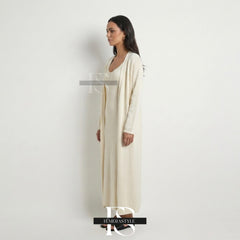 Women's Cotton Knit Two Piece Set | Cardigan Dress and Cardigan Set | Knitted Maxi Dress Set | Cotton Knit Co-Ord Set