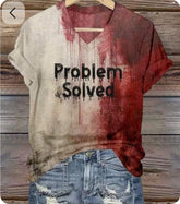 Scary Halloween Shirts, Problem Solved, Costume Bloody T-Shirt, Horror, Plus Size Halloween Costume, True Crime Shirt