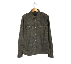 Y2K 2000s Hysteric Glamour Tiger Camo Skull Army Utility Shirt