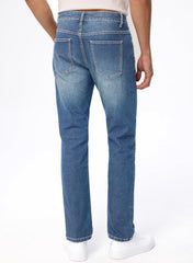 Men's Jeans Classic Regular Fit Straight Stretch Denim Pants
