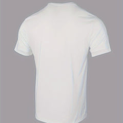 American Style Knitted Muscle T-shirt, Men Elastic V-neck Breathable Sports Short Sleeve Training Top