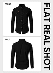 Men's Corduroy Shirts Casual Western Long Sleeve Button Down Shacket Jackets with 2 Flap Pocket