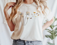 Cute Cat Flower Dandelion Shirt, Cat Lover T-Shirt, Funny Cat Graphic Tee, Cat Lover Gift, Casual Summer Cat Print Shirt