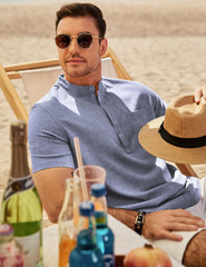 Mens Short Sleeve Linen Henley Shirts Casual Button Down Shirt Summer Beach Wear with Pocket