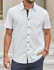 Men's Casual Button Down Shirts Wrinkle-Free Short Sleeve Business Dress Shirt