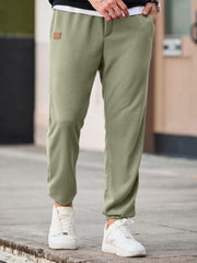 Men's Waffle Sweatpants Stretch Waist Drawstring Casual Tapered Joggers Gym Pants with Pockets
