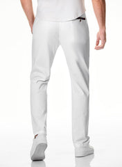 Men's Casual Pants Cotton Twill Drawstring Elastic Waist Chino Pants with Pockets