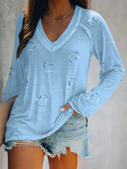 Women's Breast Cancer Print Long Sleeve Casual T-Shirt