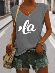 Women's Comma La Print V Neck Tank Top