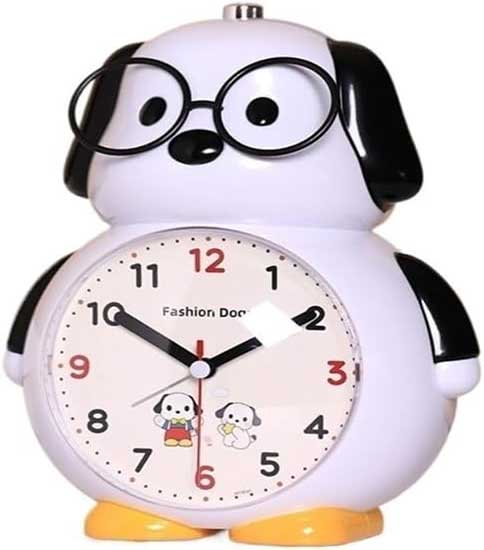 Cute Puppy-Shaped Alarm Clock with Glasses – Kids Room Desk Clock