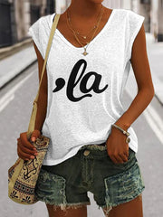Women's Comma La Print V Neck Tank Top