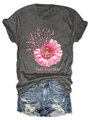 Flower Ribbon Print T-Shirt