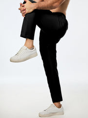 Mens Chino Pants Casual Stretch Golf Pants Waist Tapered Trousers Lightweight Comfy Pants with Zipper Pockets