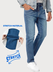 Men's Jeans Classic Regular Fit Straight Stretch Denim Pants