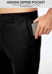 Mens Chino Pants Casual Stretch Golf Pants Waist Tapered Trousers Lightweight Comfy Pants with Zipper Pockets