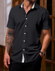 Men's Casual Button Down Shirts Wrinkle-Free Short Sleeve Business Dress Shirt