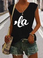 Women's Comma La Print V Neck Tank Top