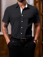 Men's Casual Button Down Shirts Wrinkle-Free Short Sleeve Business Dress Shirt