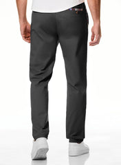 Men's Casual Pants Cotton Twill Drawstring Elastic Waist Chino Pants with Pockets