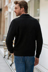 Men's Casual Wool Blend Long Sleeve Shawl Collar Buttons Down Cable Knit Cardigan Sweater