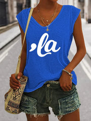 Women's Comma La Print V Neck Tank Top