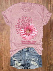 Flower Ribbon Print T-Shirt