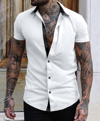 Men's Casual Button Down Shirts Wrinkle-Free Short Sleeve Business Dress Shirt
