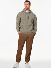 Mens Casual Pants Waffle Textured Drawstring Stretch Elastic Waist Tapered Joggers with Pockets