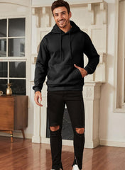 Mens Casual Cotton Hooded Collar Drawstring Hoodies Pullover Sweatshirts Casual Long Sleeve Shirts
