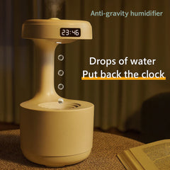 Water Drop Mist Humidifier with LED Clock for Bedroom and Home
