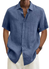 New Summer Plus Size Lapel Shirt, Solid Color Cardigan Style Comfortable Breathable Blouse