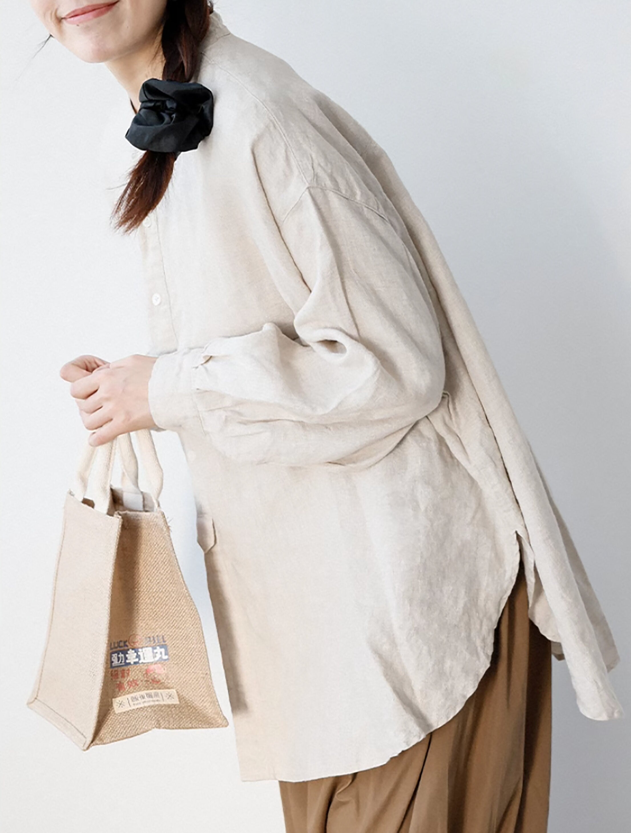 Women's 100% Linen Long Sleeve Loose Casual Blouse Relaxed Fit Shirt Plus Size
