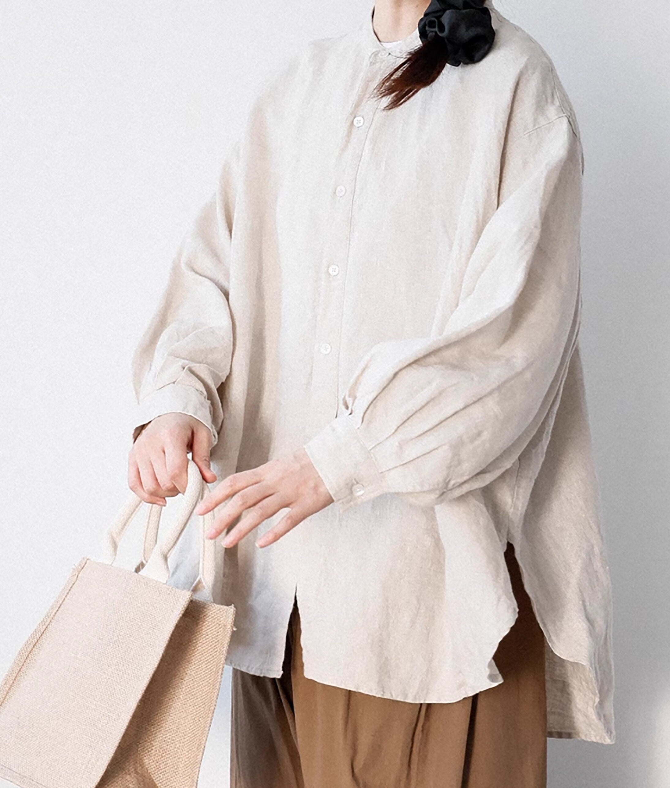 Women's 100% Linen Long Sleeve Loose Casual Blouse Relaxed Fit Shirt Plus Size