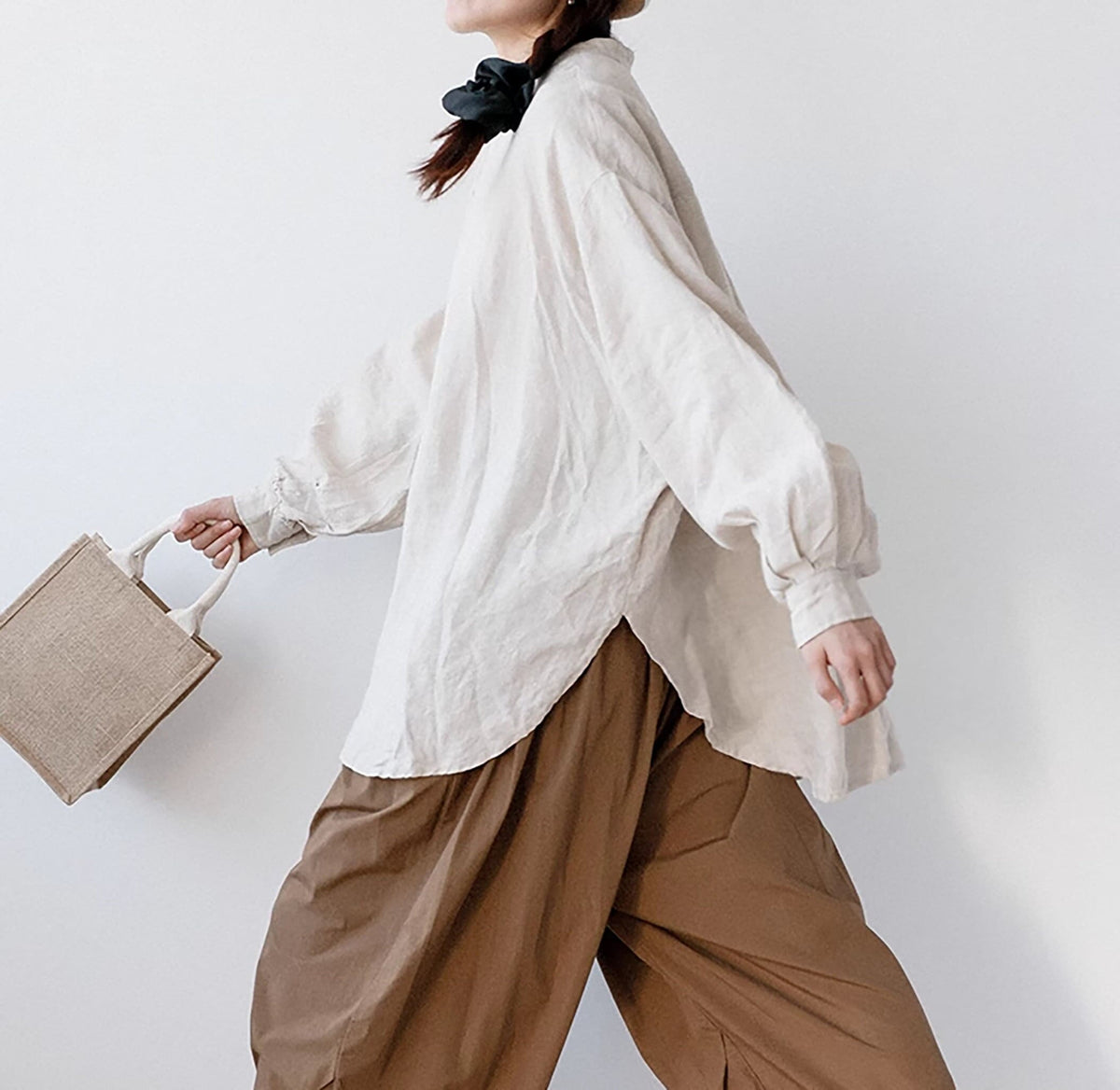 Women's 100% Linen Long Sleeve Loose Casual Blouse Relaxed Fit Shirt Plus Size