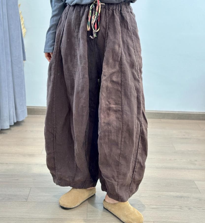 Loose Linen Pants for Women, Spring Pants with Pockets, Women's Autumn Casual Bloomers