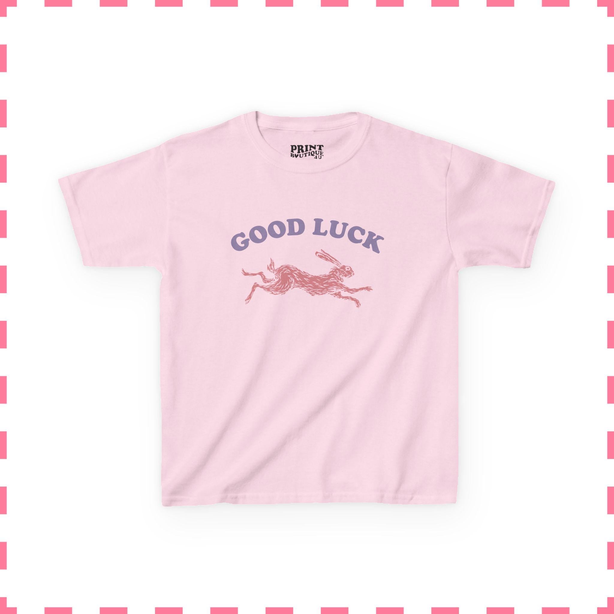 Good Luck Rabbit Baby Tee, Lucky Graphic Tee for Women, Retro Western Style Shirt, Cool Vintage Animal T Shirt, Running Bunny Tee
