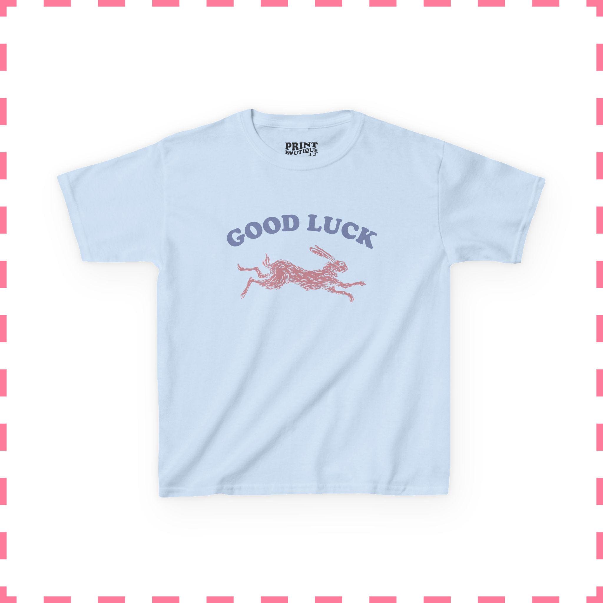 Good Luck Rabbit Baby Tee, Lucky Graphic Tee for Women, Retro Western Style Shirt, Cool Vintage Animal T Shirt, Running Bunny Tee