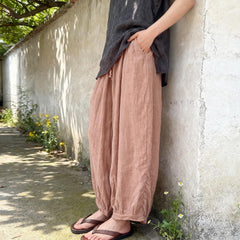 Harem Pants Women, Cotton Wide Leg Boho Trousers, Elastic Waist Lantern Pants