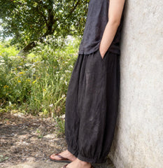 Harem Pants Women, Cotton Wide Leg Boho Trousers, Elastic Waist Lantern Pants