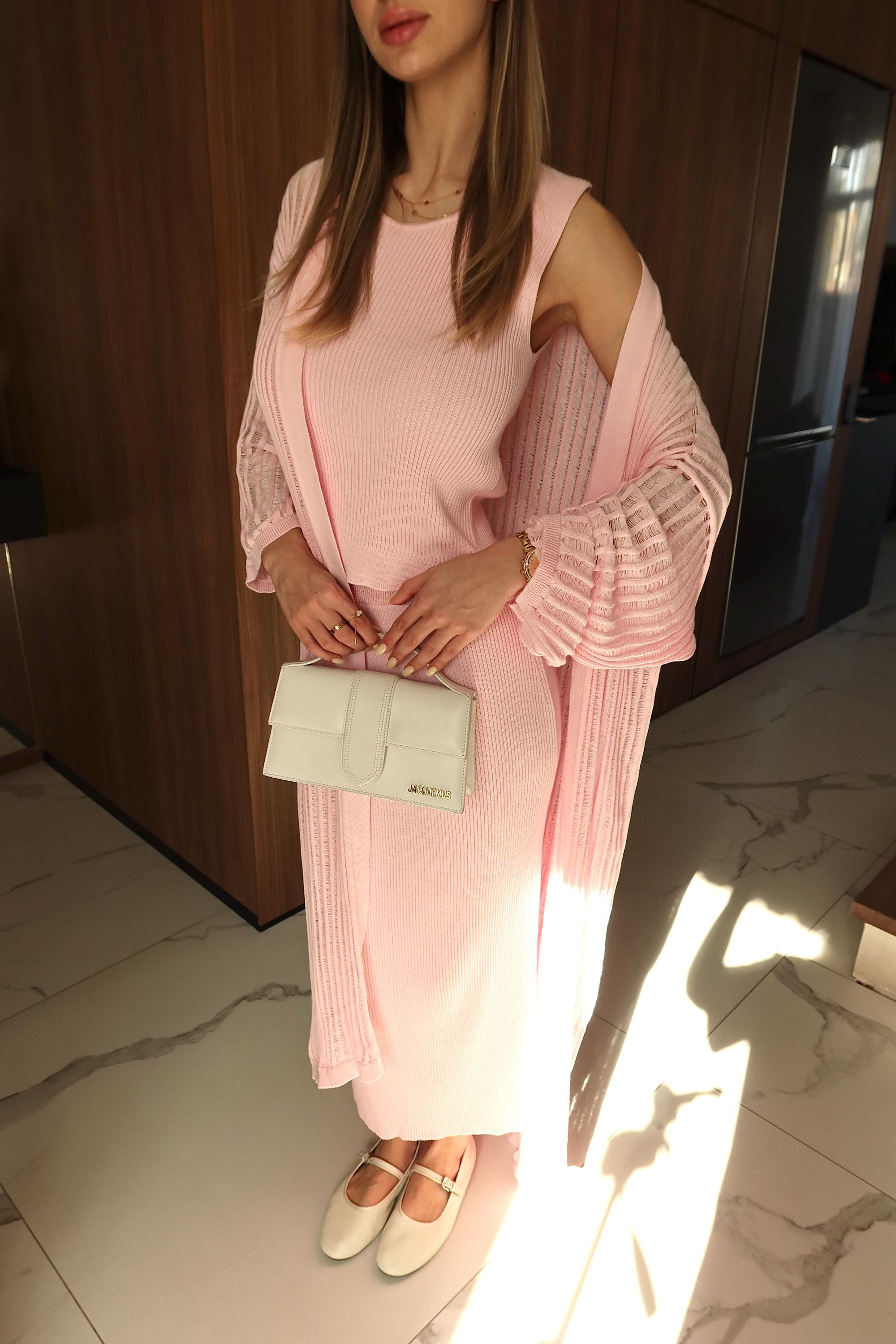 3 Piece Knit Set | Cotton Silk Blend Matching Set | Ribbed Maxi Skirt Long Cardigan and Top Co Ord