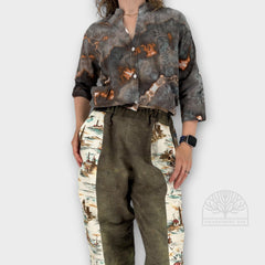 Women's Tie Dye Blouse, Roll Sleeve Button Down Shirt, Cotton Summer Tunic
