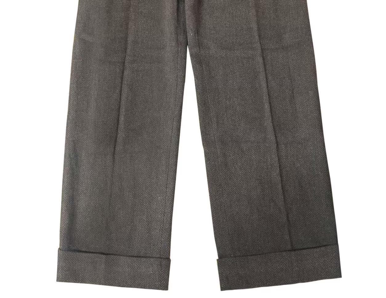 Custom 1930s Hollywood High-Waist Wool Slacks | Double Pleat, Loose Fit