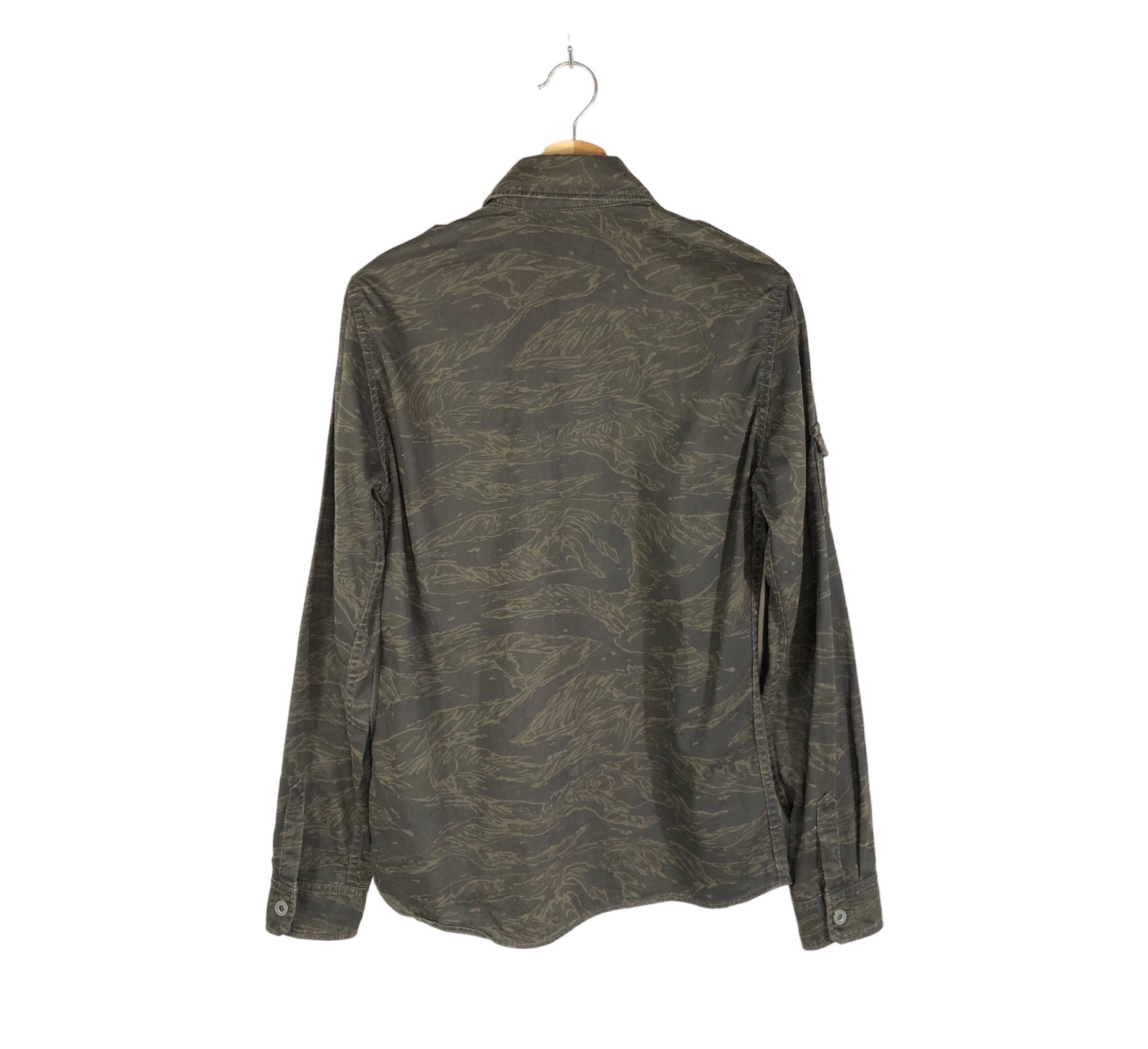 Y2K 2000s Hysteric Glamour Tiger Camo Skull Army Utility Shirt