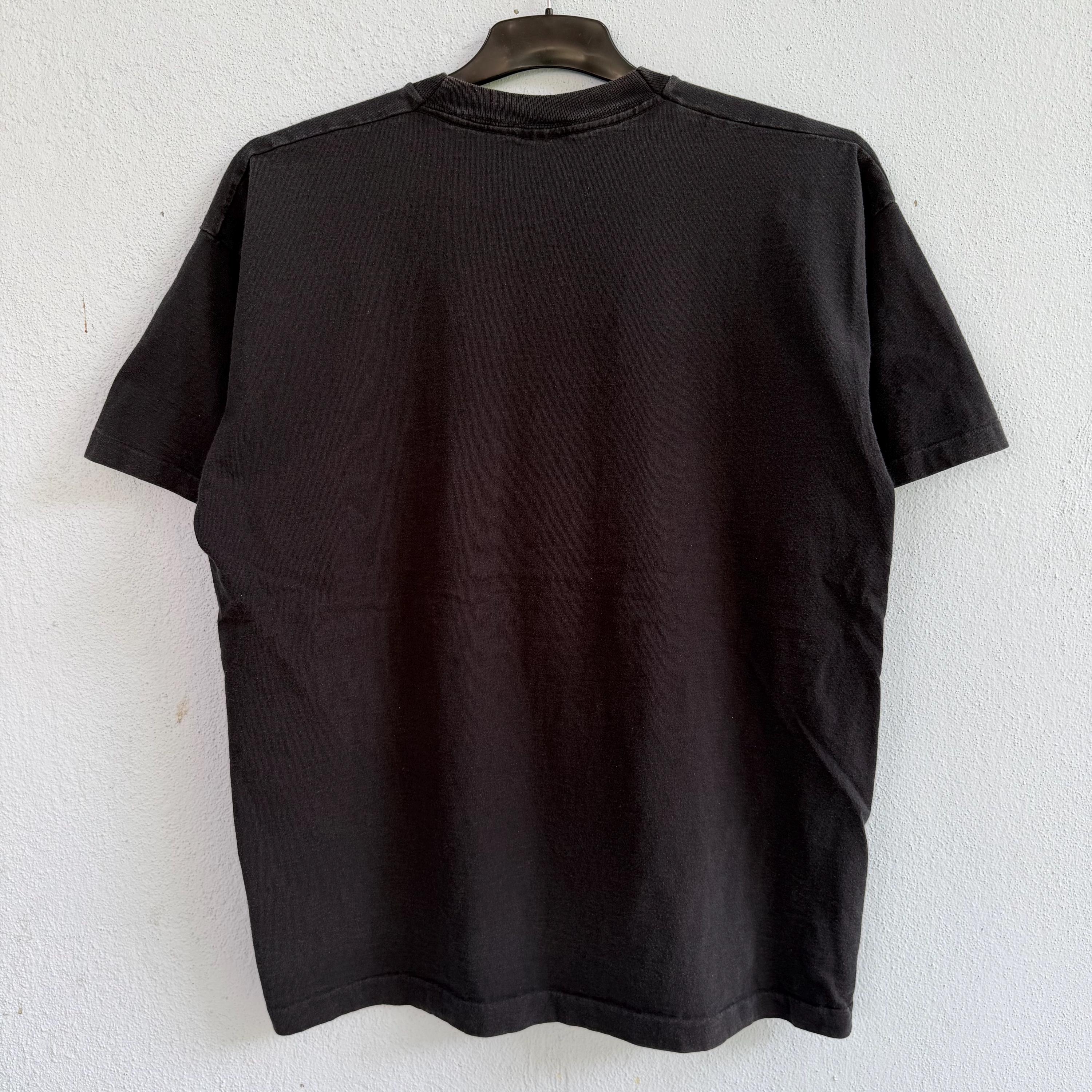 Vintage 90s Screen Stars Black "100 Club London" T-Shirt – Retro Music Venue Trumpet Graphic Tee Size XL