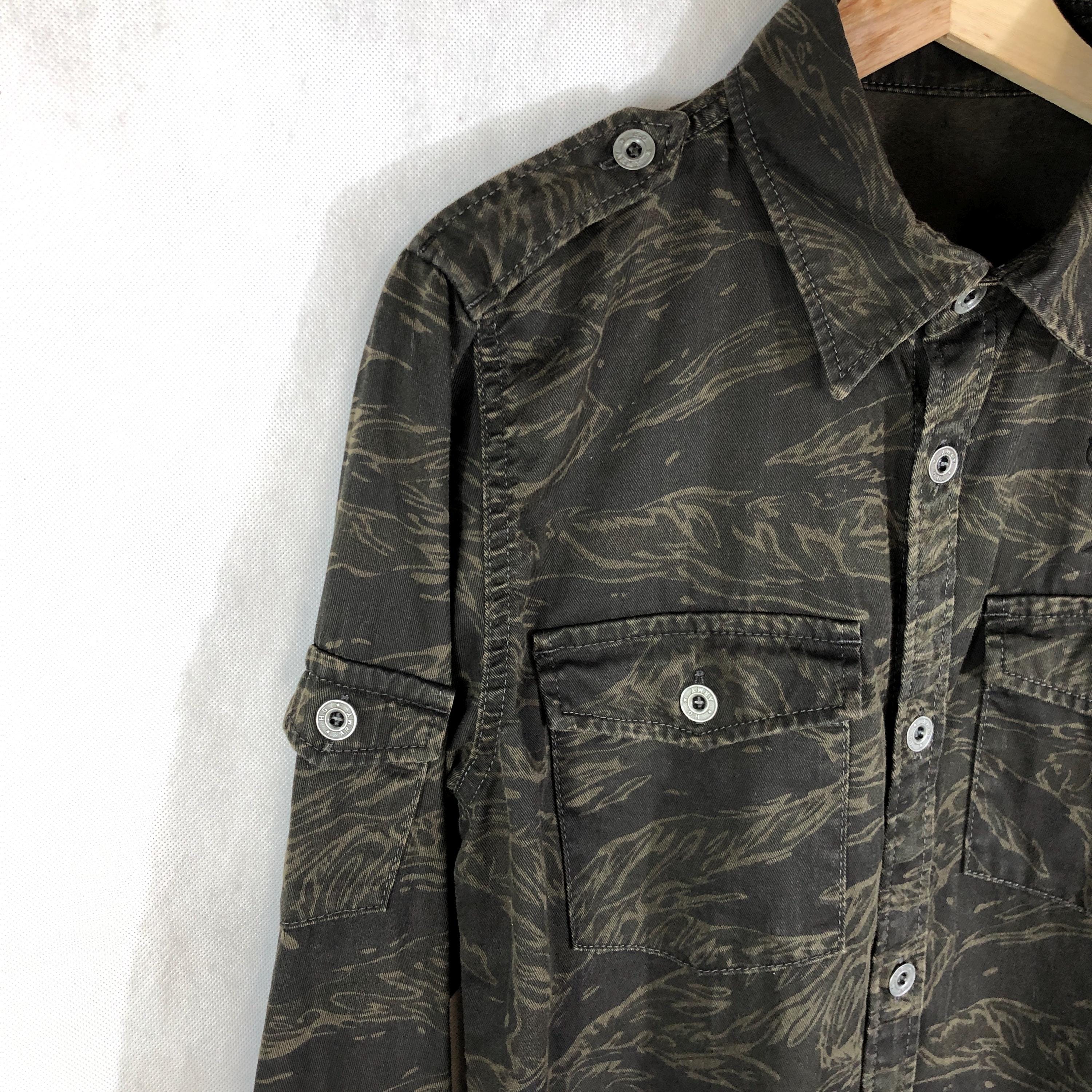 Y2K 2000s Hysteric Glamour Tiger Camo Skull Army Utility Shirt